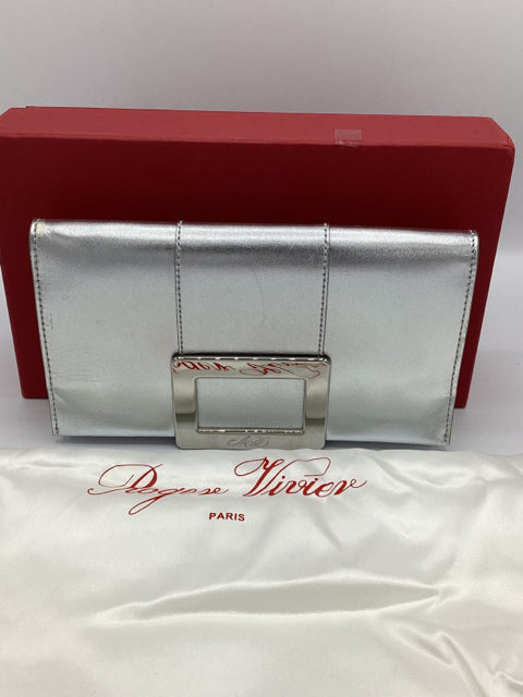 Roger Vivier Clutch Silver Leather Handbag Wedding