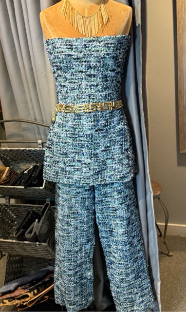Zara Suit SZ L 2 pc Blues/Greens Metallic Tweed