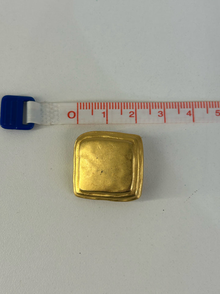 Vintage Karl Lagerfeld Clip On Matte Gold Sqaure Earrings