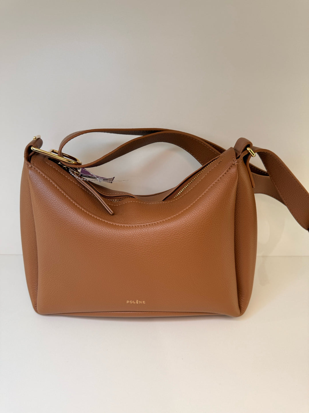 POLENE Tan Leather Shoulder Bag