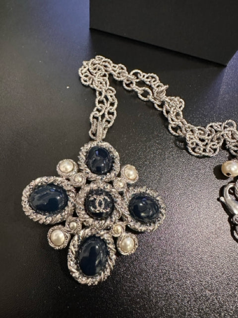 Chanel 2013 Enamel Pendant Necklace w Pearls