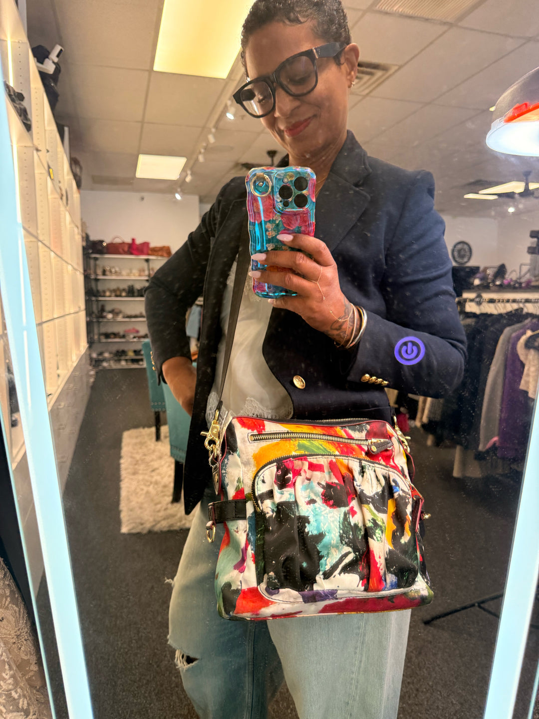 Mz Wallace Abstract Print Cross Body Bag