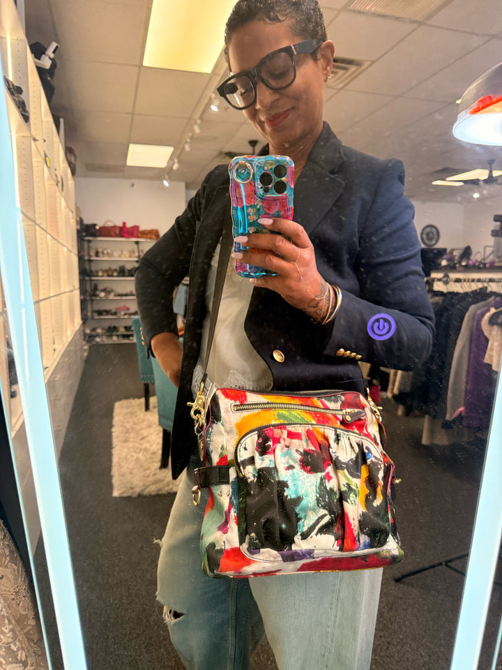 Mz Wallace Abstract Print Cross Body Bag