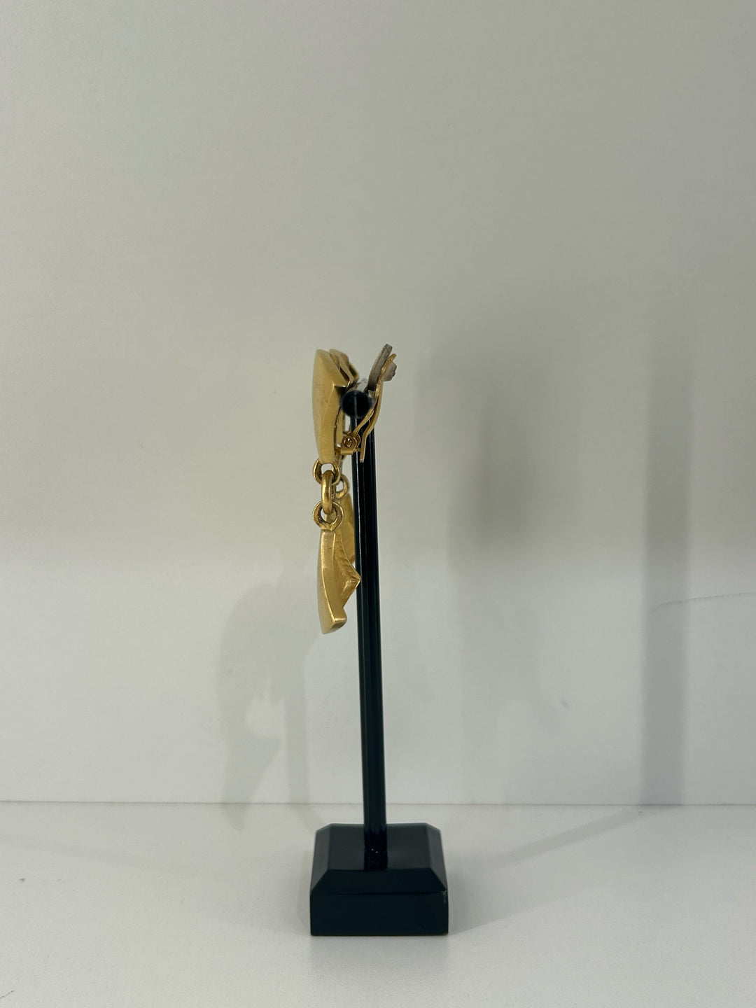 Vintage Karl Lagerfeld Clip matte Gold FAN dangle Earrings