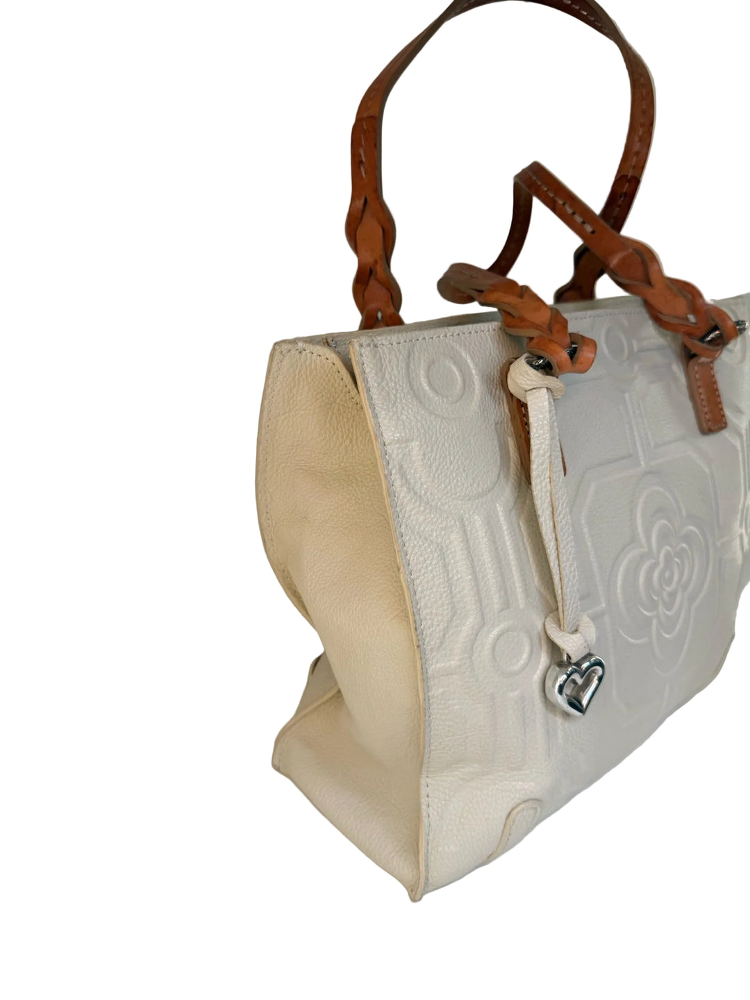 Brighton Small Leather Tote w/ Embossed Flower Pattern