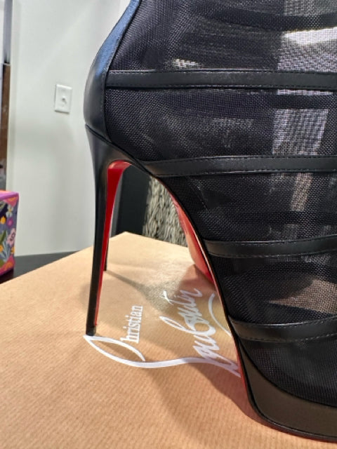 Christian Louboutin Sz 41 NIB DOUX VOILE 120 Mesh Open Toe Boot