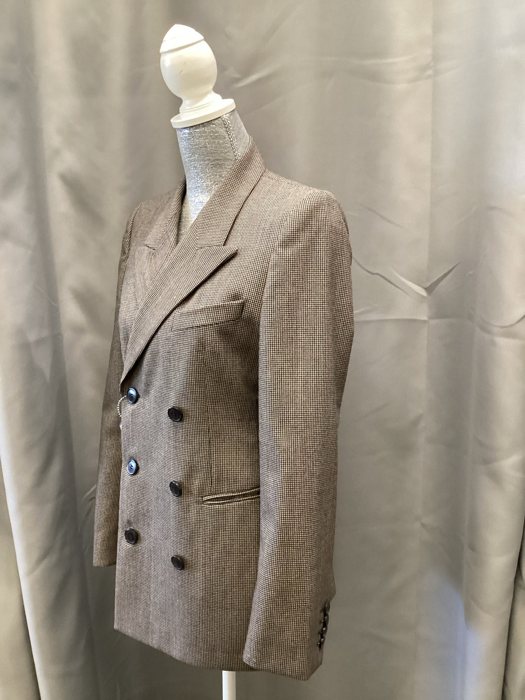 DRIES VAN NOTEN Micro Houndstooth Double Breast Blazer Sz 40