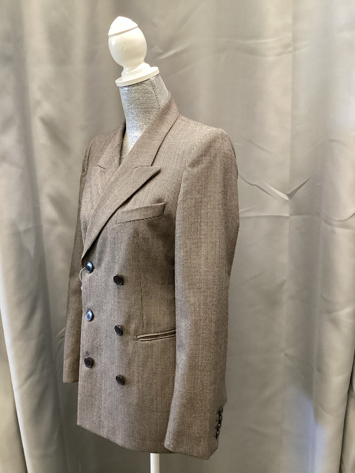 DRIES VAN NOTEN Micro Houndstooth Double Breast Blazer Sz 40