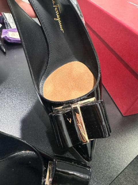 Salvatore Ferragamo Sz 6.5 Black Slingbacks Shoes