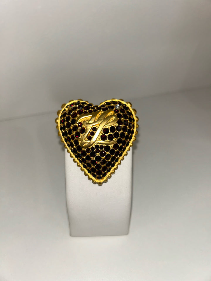 Karl Lagerfeld 3.25" KL Ruby Rhinestone Pin Jewelry