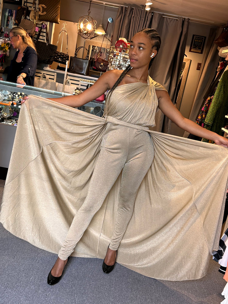 NWT Gold  Jumpsuit Gown Combo Sz 8