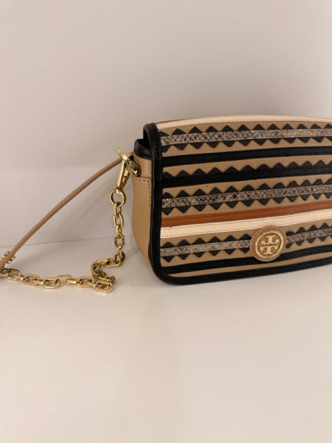 Pre Owned Tory Burch Mutil Stripe Small Cross Body