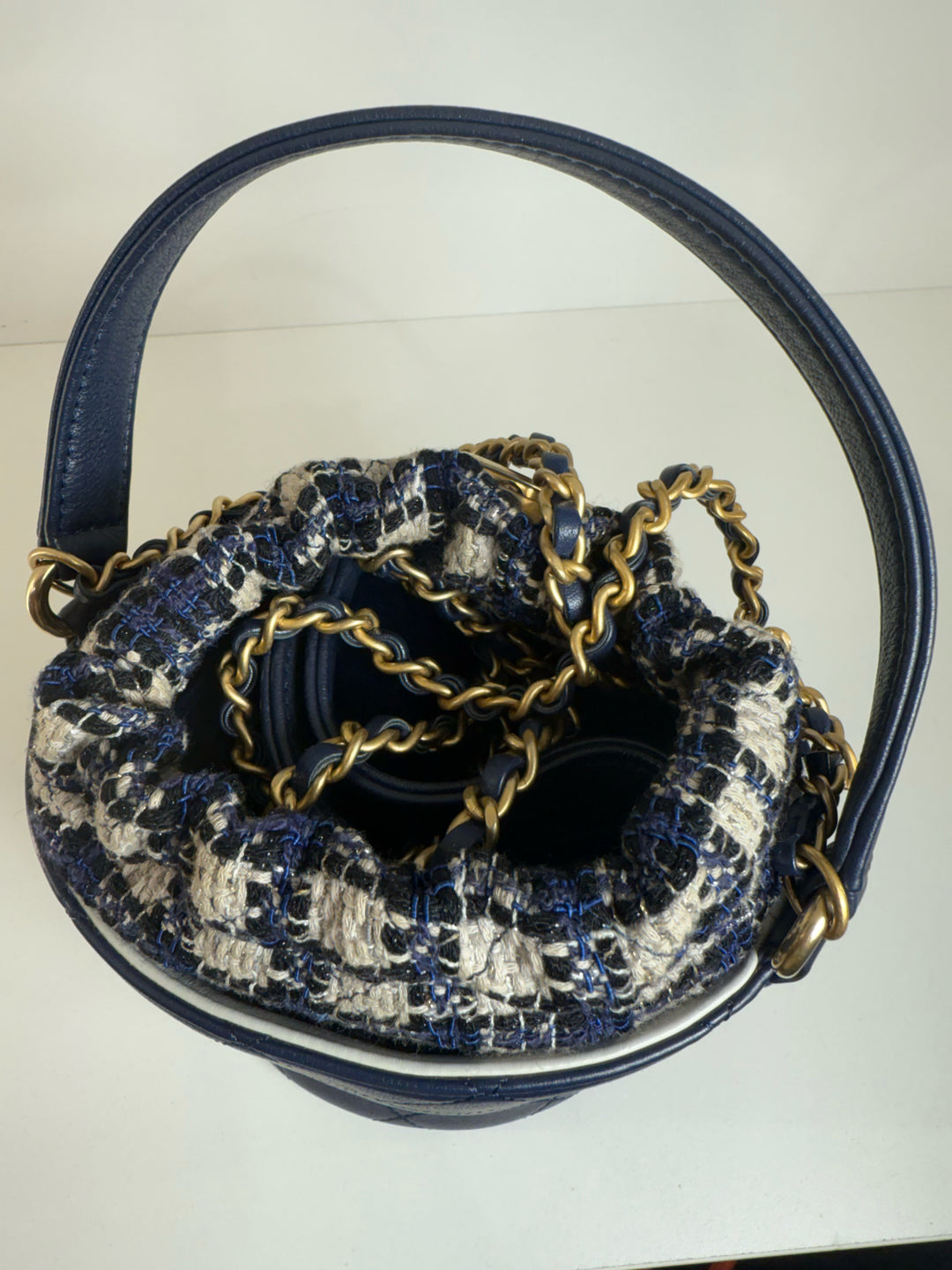 Chanel Small Tweed Bucket Bag Gold hardware Designer Bag