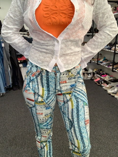 Pre Owned Rag & Bone Tan & Graphic Print Sz 6 Jean