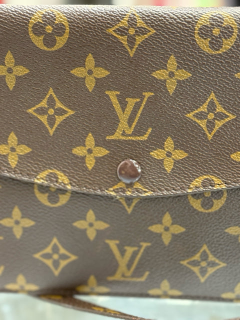 Vintage Louis Vuitton Canvas Double Sided Envelope Pochette w/ Dust Bag