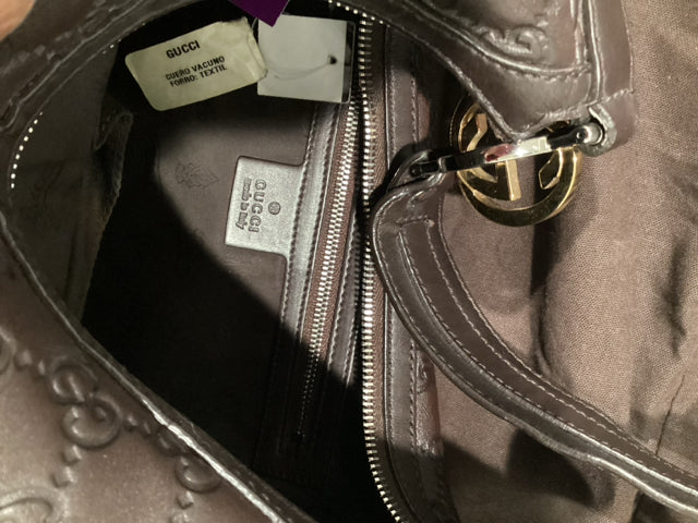 Gucci Brown Leather Twins Guccissima Designer Shoulder Bag