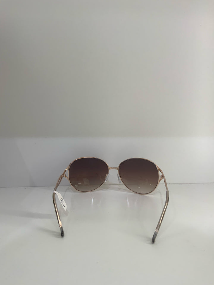 Sunglasses Round Rose w/ Gold Frame & case