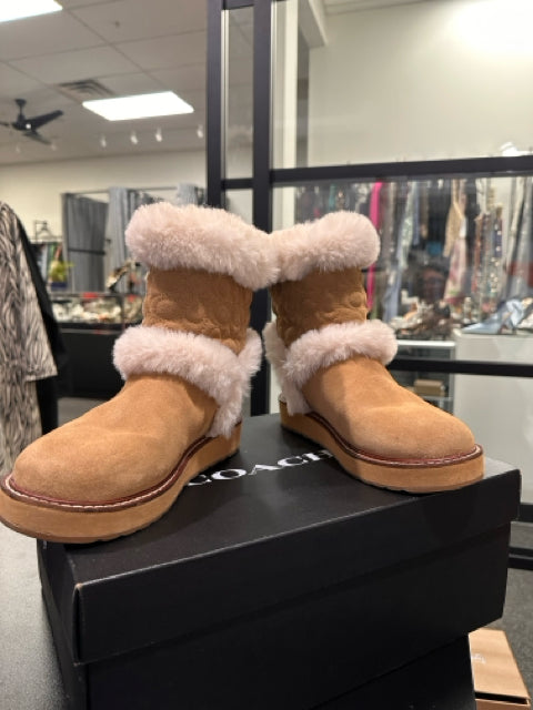 Coach Ankle Boots Sz 6.5 Camel Suede Shoes
