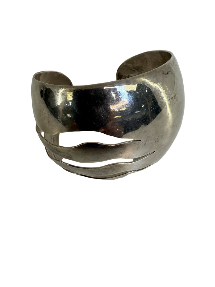 Sterling Silver Cuff with 3 Wave Cutouts Bracelet