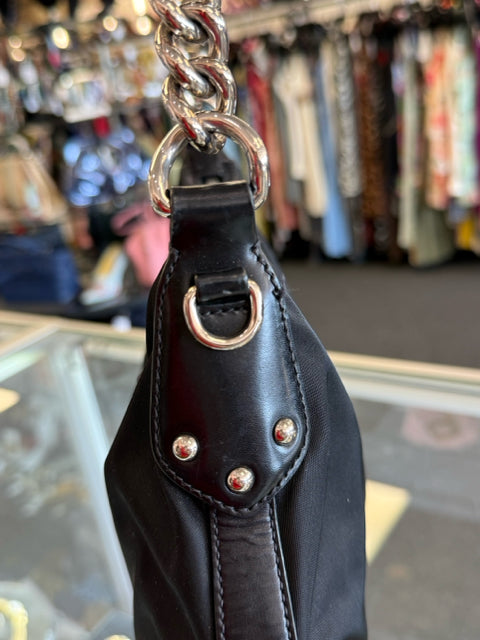 Pre Owned Prada Black Nylon & Leather Tessuto Shoulder Designer Bag
