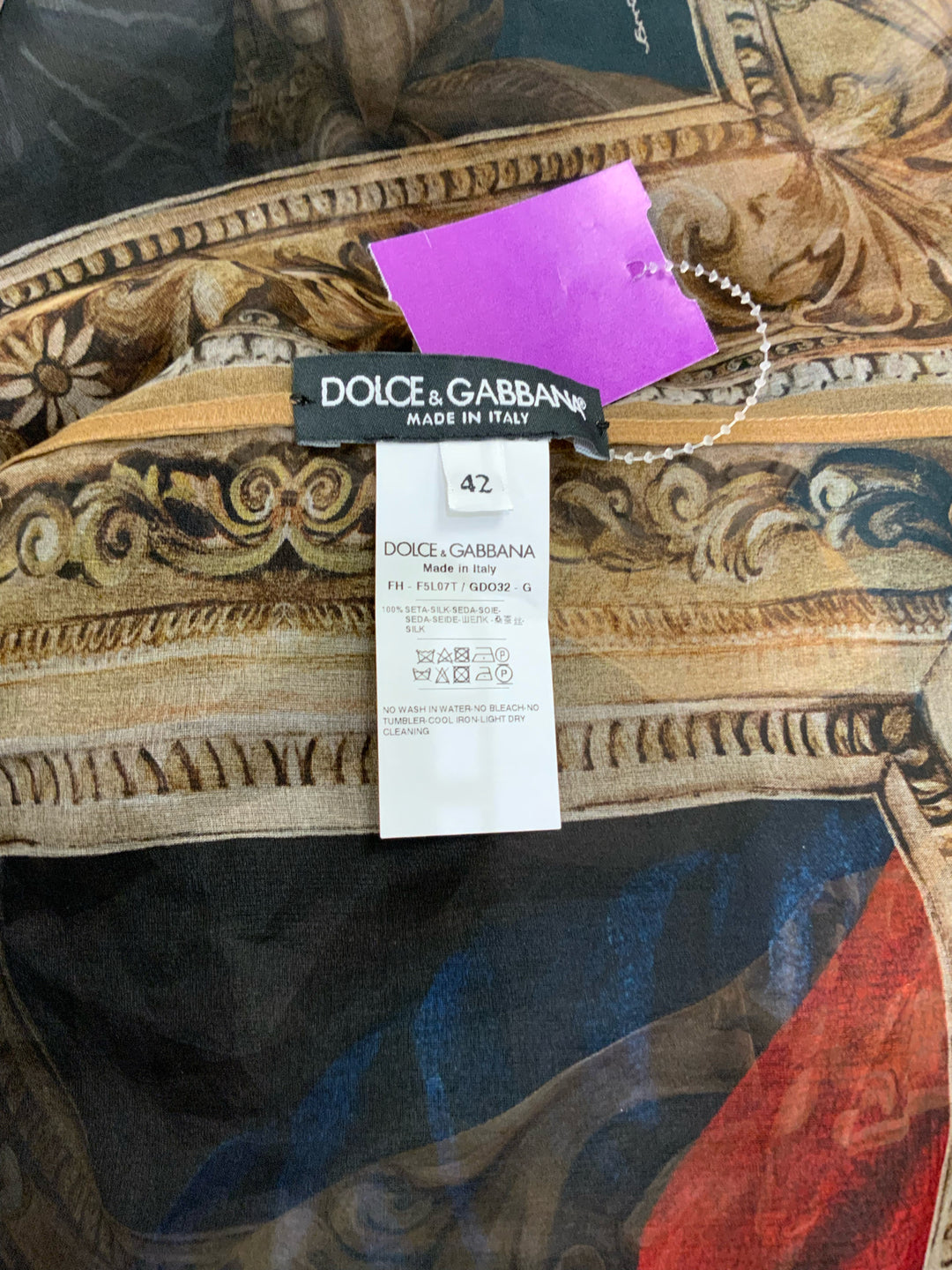 Dolce & Gabana Sheer Renaissance Portrait Blouse Size 8/10