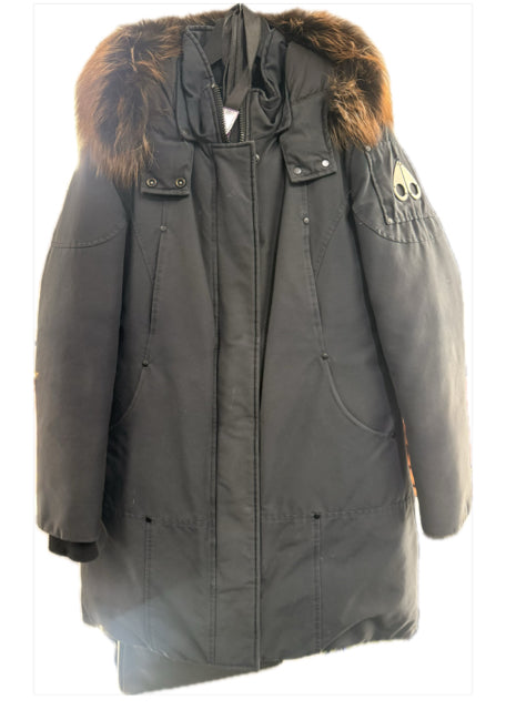 MOOSE KNUCKLES Black Winter Coat w/ Fur Collar