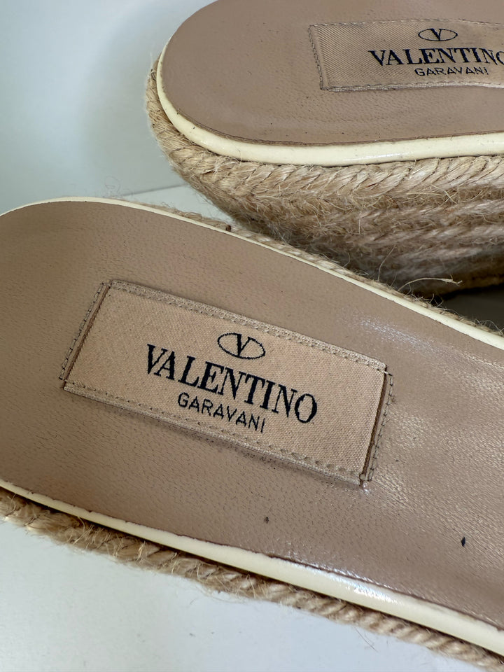 Valentino Raffia Wedge Shoes Sz 39