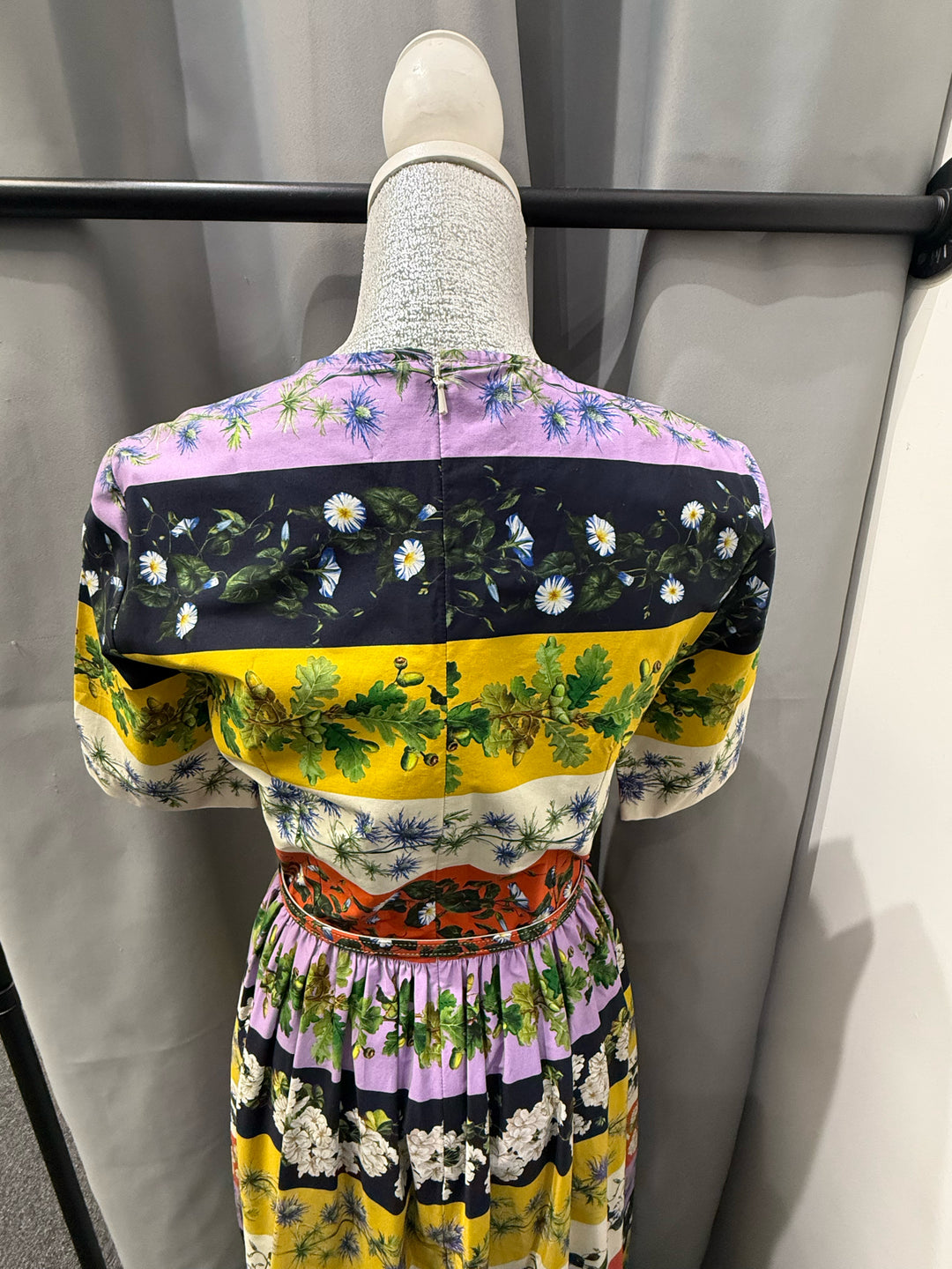 Oscar De La Renta Stripe Floral Print Dress Size 4
