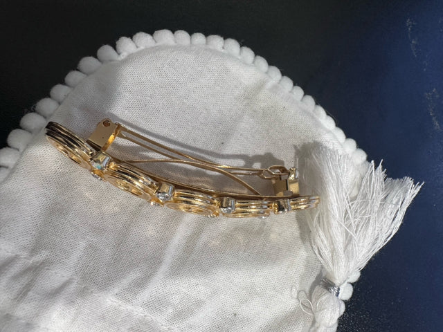 Vintage Dior Gold Tone 5 Station CD 8 Crystal Hair Clip Jewelry