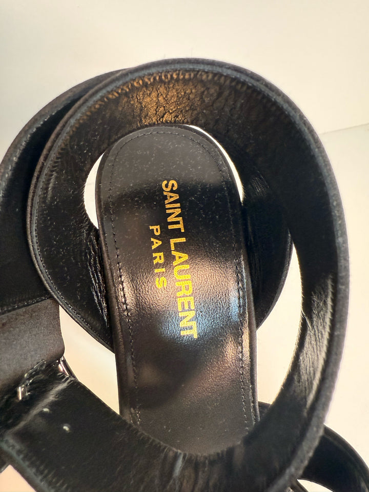 NIB Yves Saint Laurent Bianca Satin Platform Chunk Heel Shoe Sz 36
