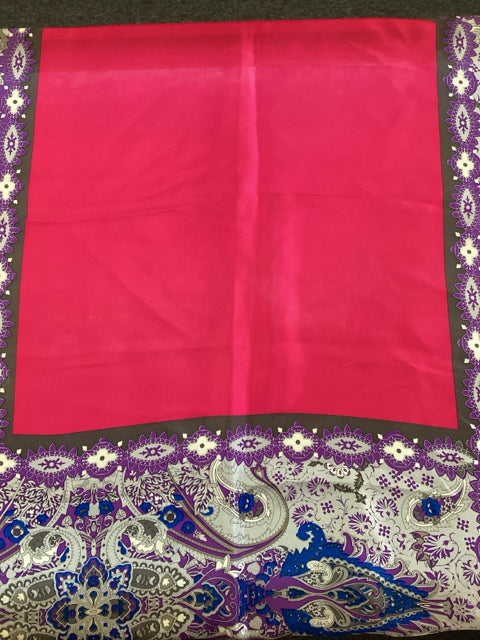 Pre Owned Pink/Purple Oscar De La Renta Silk Scarf. 34" X 34""