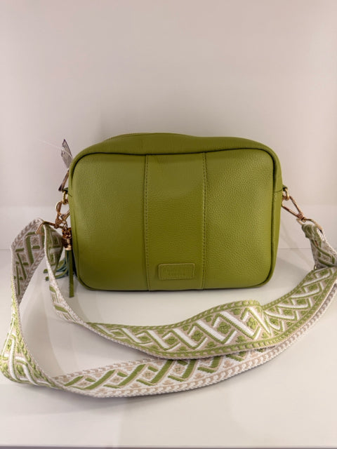 Pre Owned London City Lime Leather Strap POM POM Cross Body
