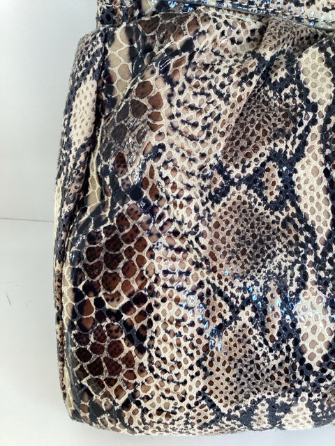 Perlina Snakeskin Print Clutch Bag