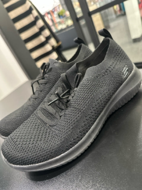 Sz 9 Skechers Black Slip On Sneakers Shoes