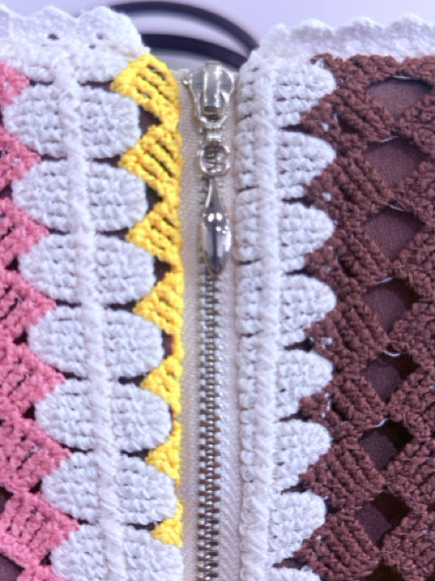 Elliatt Sz M Multi Crochet Stripe Dress