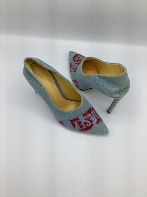 Pre Owned Diesel Sz 38 Light Denim Pump Shoes