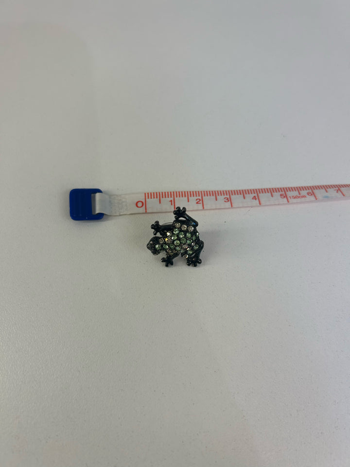Vintage Givenchy Dark Metal Frog w/ CZS Earrings