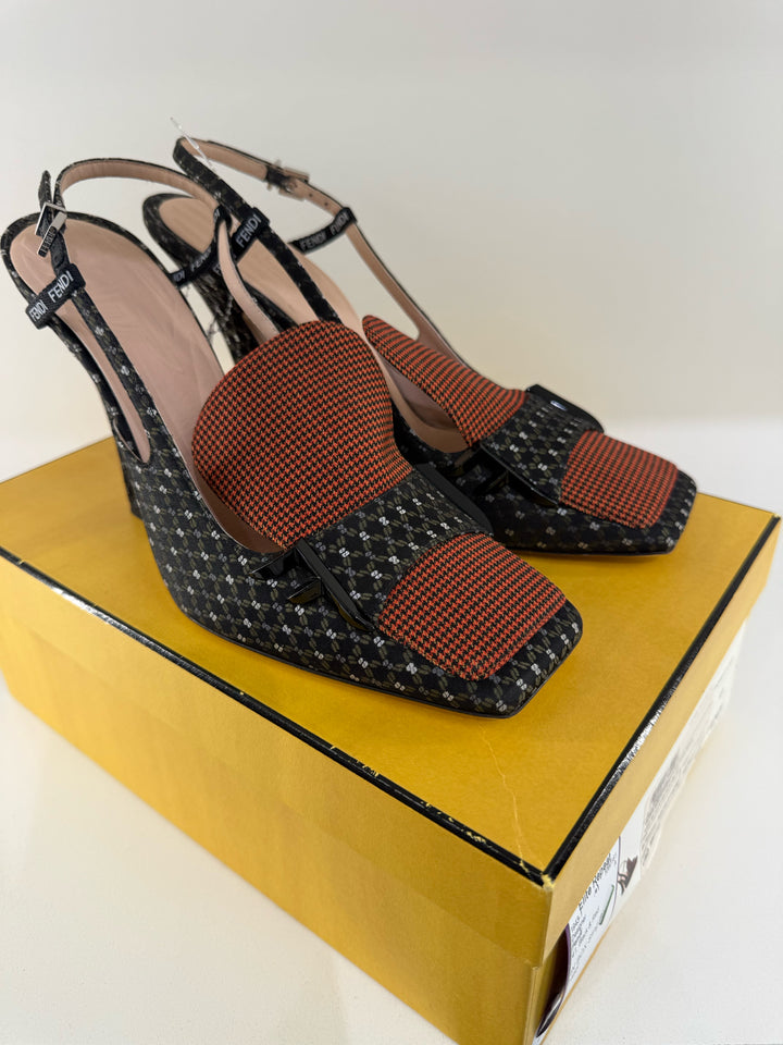 Fendi Slingbox Heels Designer Shoes Sz 41 in Box