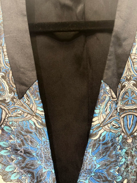 Helmut Lang Sz 10 Floral Print with Black Lapel Jacket