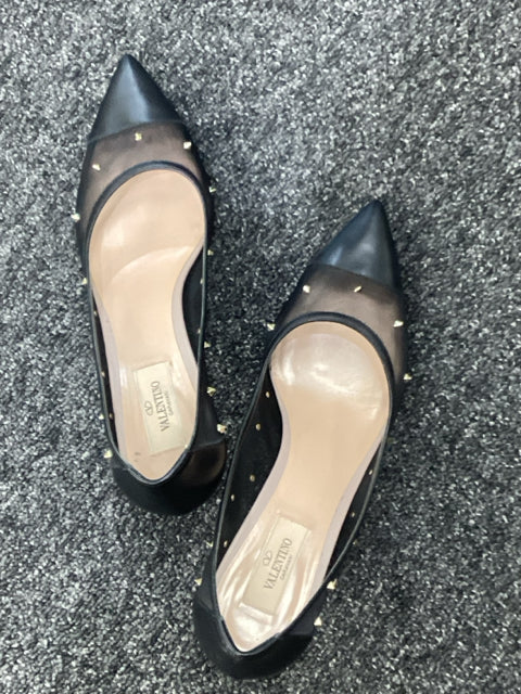 Valentino Sz 40 Black Garavani Studded Pumps Shoes Heels