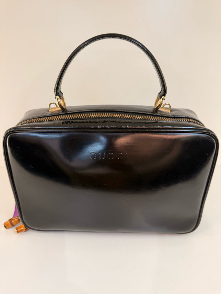 Gucci Vintage Lunch Box Style Bamboo Zipper Pulls