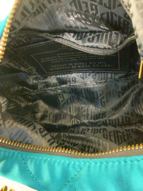 Pre Owned Kurt Geiger Small Nylon Xbdy Deep Teal w/Coin Purse/chain Cross Body.