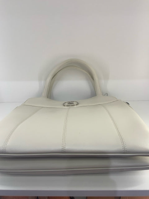 Pre Owned Gucci Chalk White Medium GG Tote w Chain Shoulder Strap Designer Bag
