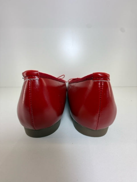 Pre Owned C. PARAVANO Sz 7.5 Red Leather Ballet Flats Shoes