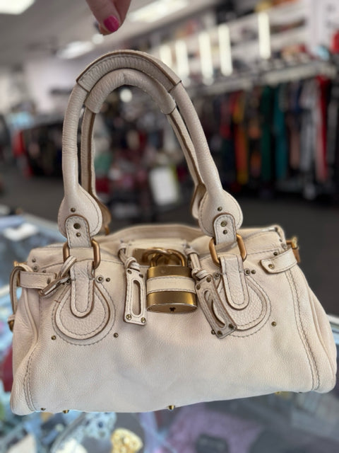 Chloe Leather Off White Paddington Designer Bag