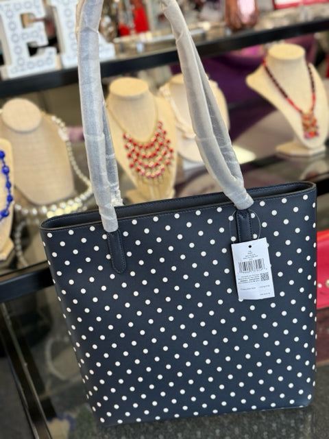 Kate Spade Dark Navy Polka Dot Tote Bags