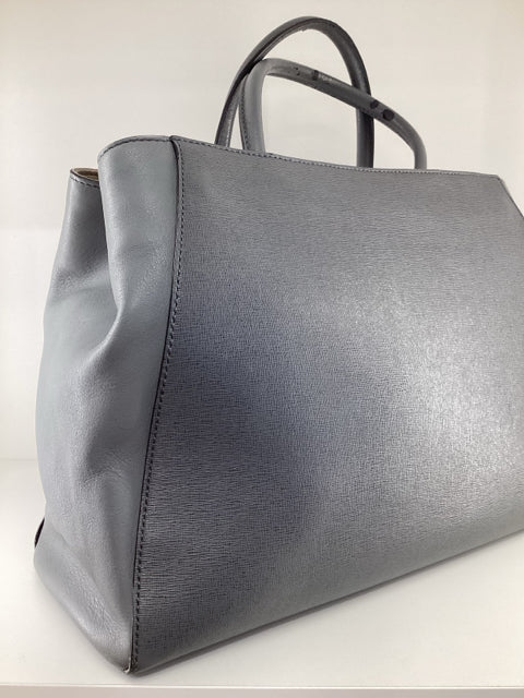Fendi Grey 2 Jours Leather Tote Shoulder Bag