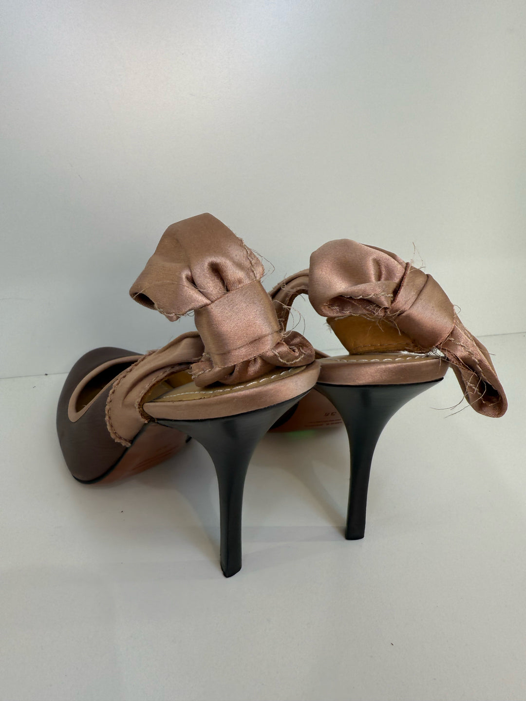 Lanvin Satin Ribbon Leather Pump Shoes Sz 38