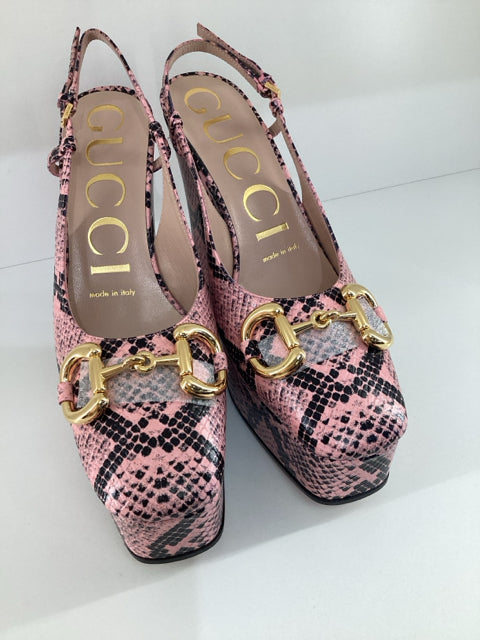 NIB Gucci NIB Chunky Pink Python Platfrom GG Slingback Sandal Designer