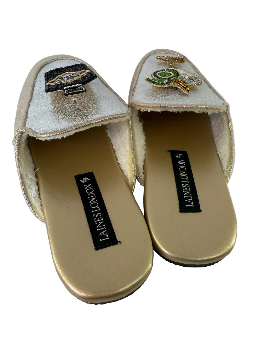 M Laines London Metallic Slippers Shoes Sz M